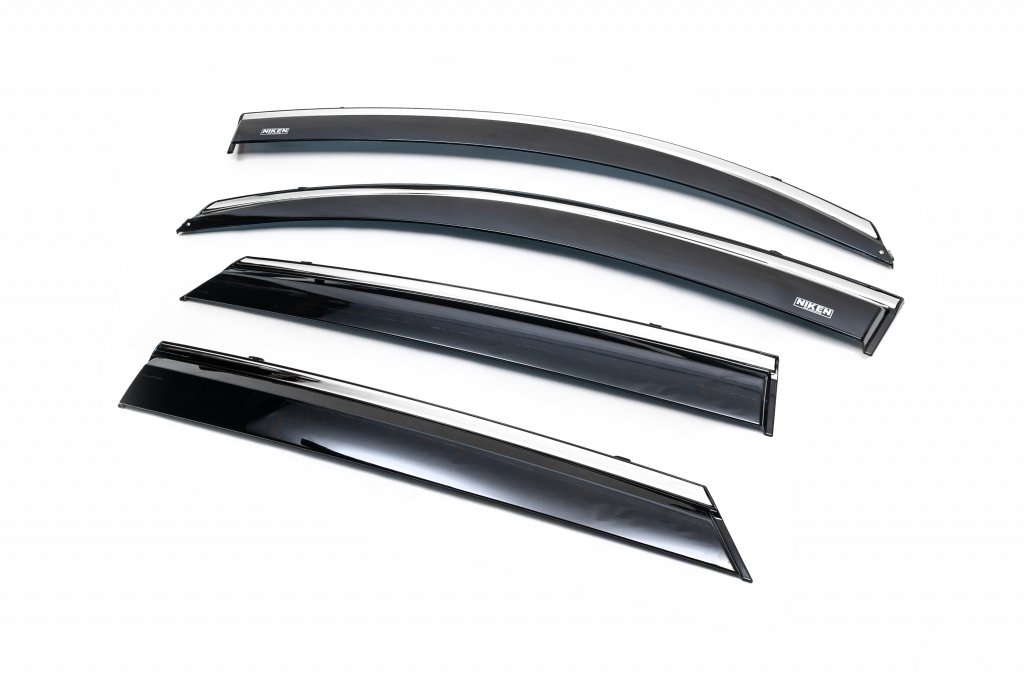 Window deflectors with chrome trim (4 pcs, Niken) for Dacia Duster 2008-2018 - image 2
