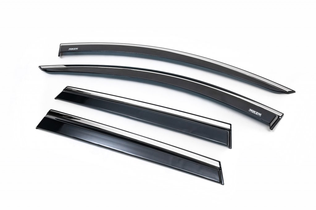 Window deflectors with chrome trim (4 pcs, Niken) for Dacia Duster 2018-2024 - image 1