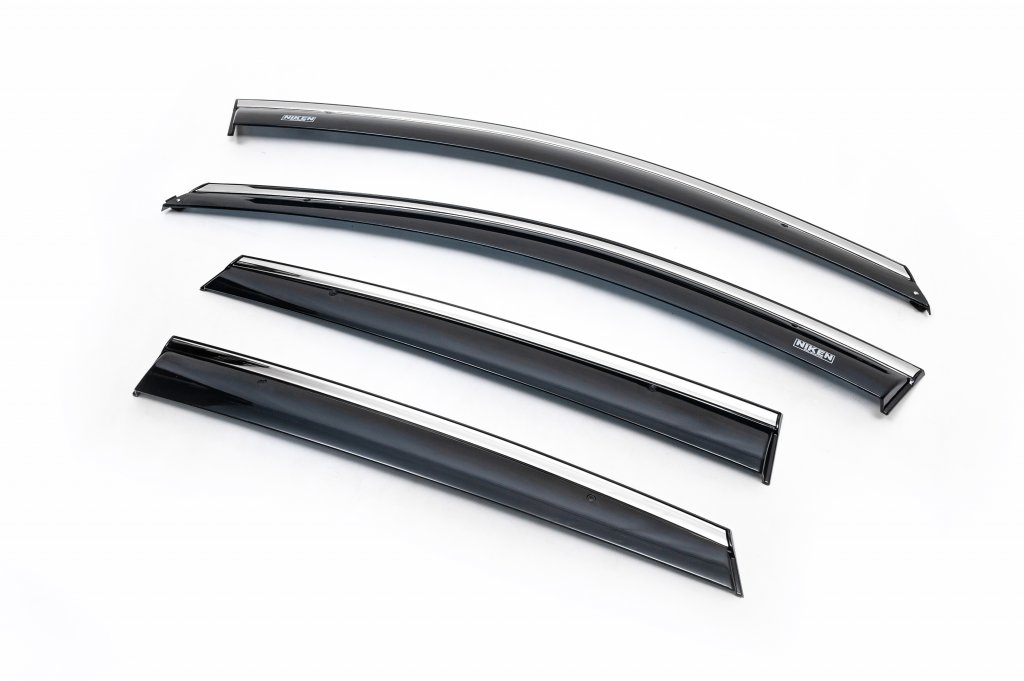 Window Deflectors with Chrome Trim HB (4 pcs, Niken) for Volkswagen Polo 2010-2017 - image 1