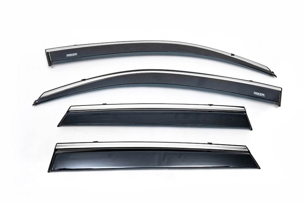 Window vents with chrome SD (4 PCs, Niken) for Skoda Rapid 2012-2019 - Reelken Auto