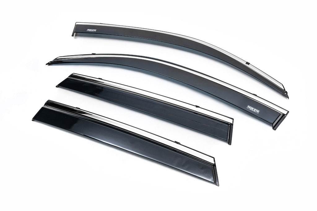 Window vents with chrome SD (4 PCs, Niken) for Skoda Rapid 2012-2019 - Reelken Auto