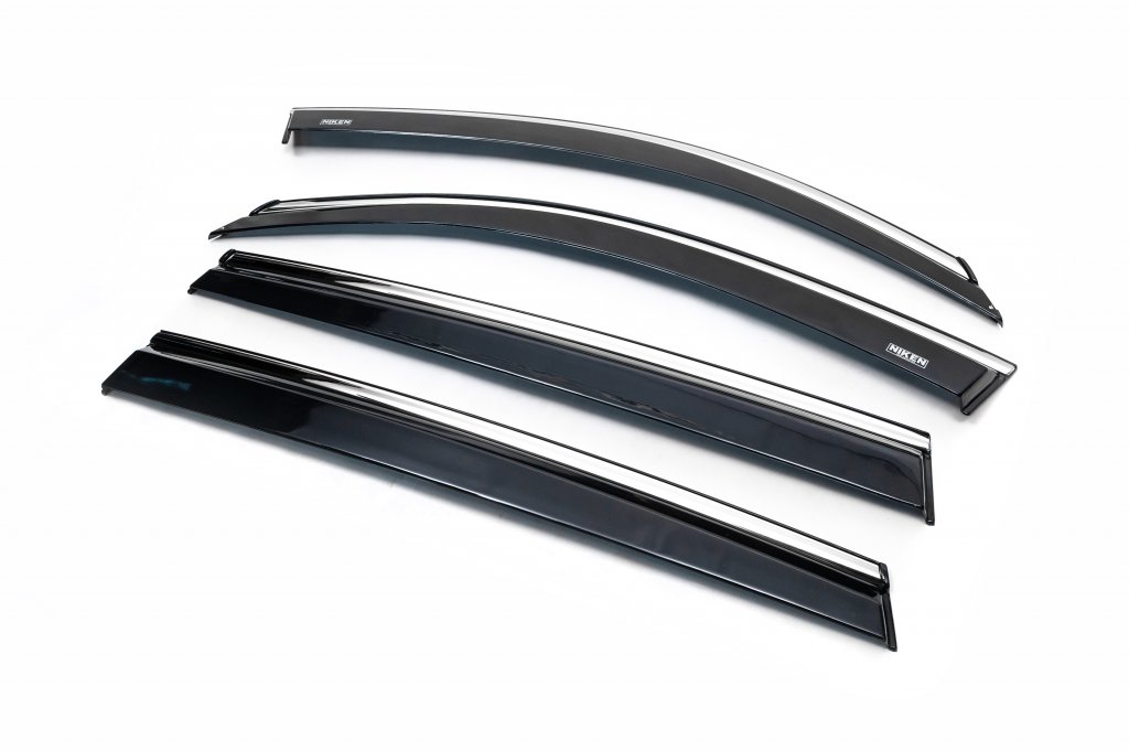 Window deflectors with chrome trim (4 pcs, Niken) for Skoda Kodiaq 2016-2023 - image 1