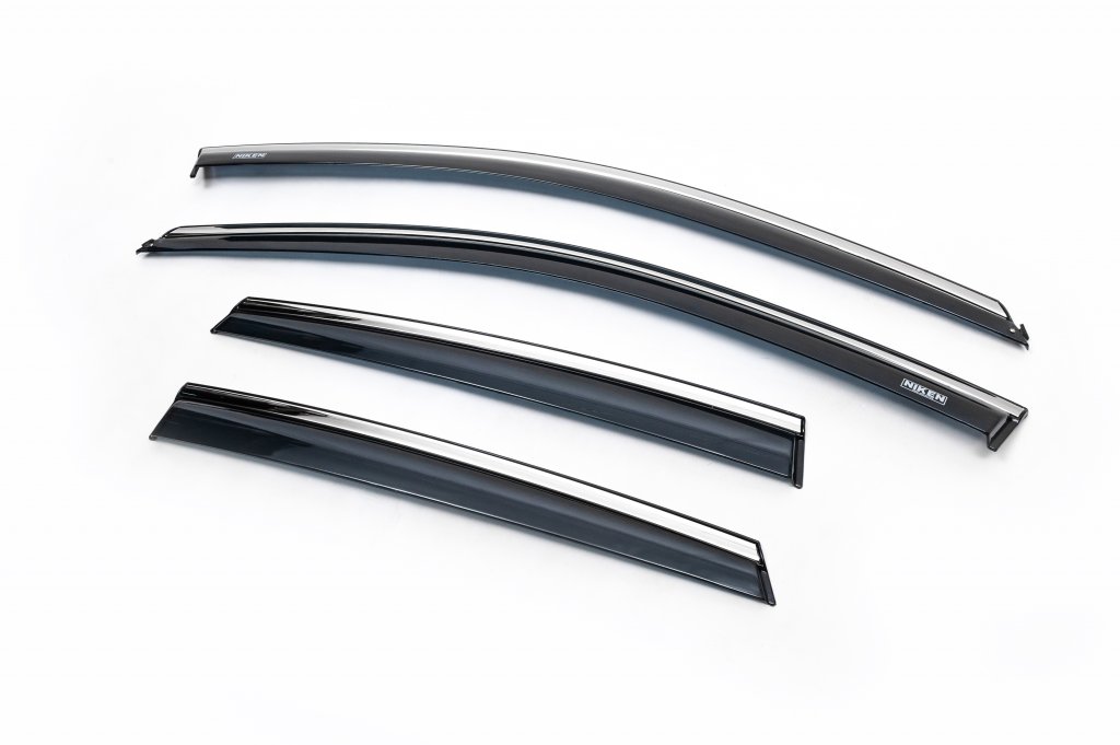 Window Deflectors with Chrome Trim HB (4 pcs, Niken) for Volkswagen Polo 2017- - image 1