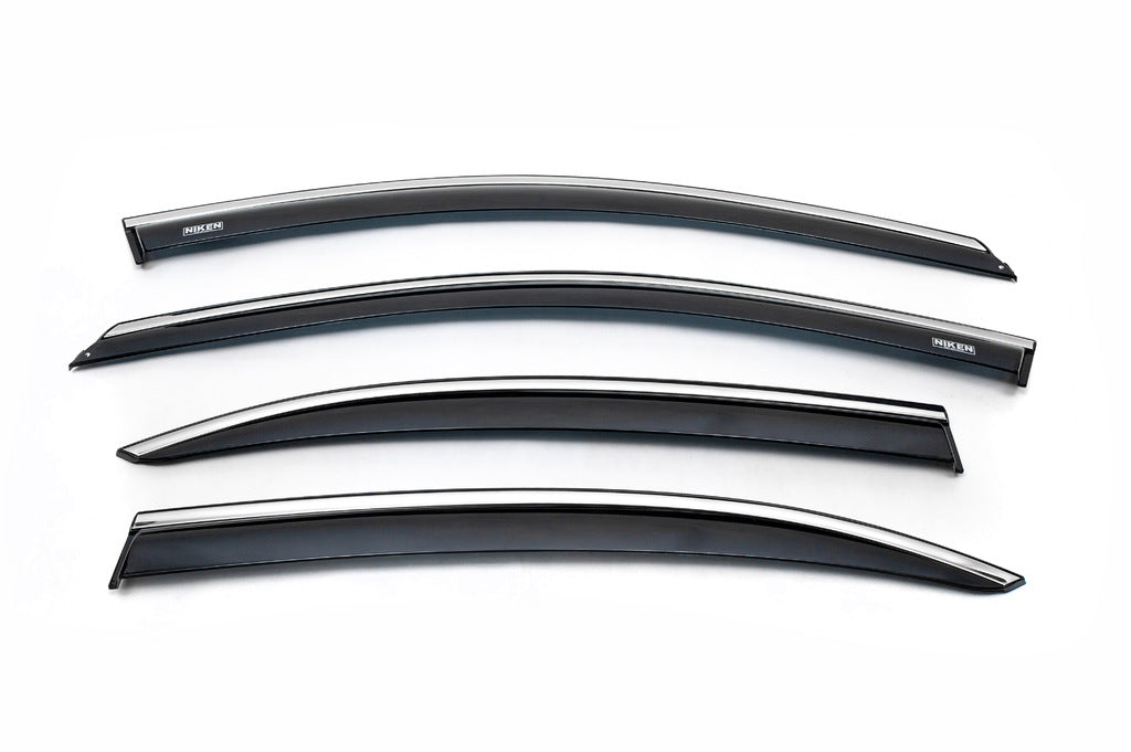 Window deflectors with chrome strip (4 pcs, Niken) for Volkswagen Jetta 2011-2018 - image 3