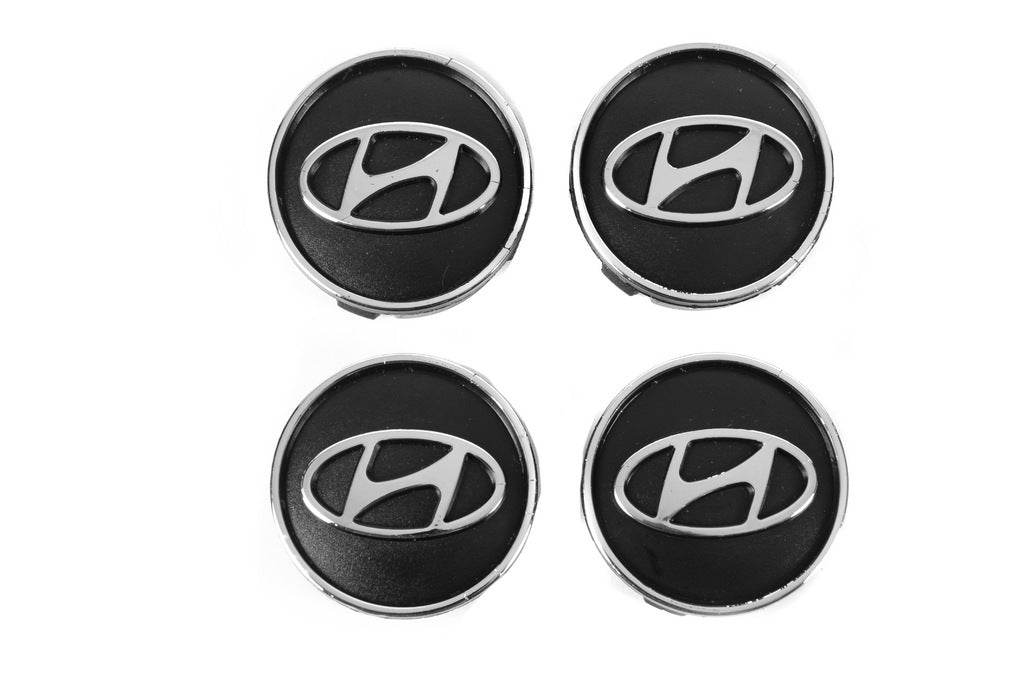 Wheel caps black hyun60tur-bl (59mm by 55mm, 4 pcs) for Hyundai - Reelken Auto