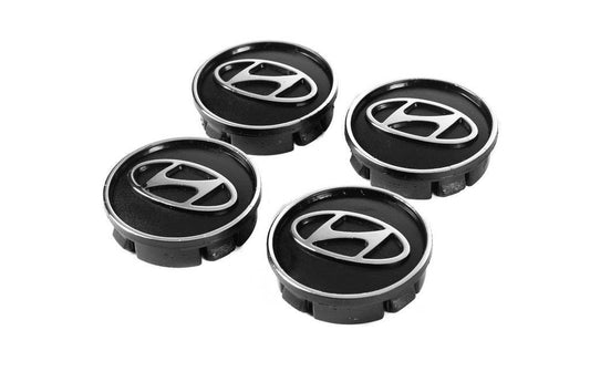 Wheel caps black hyun60tur-bl (59mm by 55mm, 4 pcs) for Hyundai - Reelken Auto