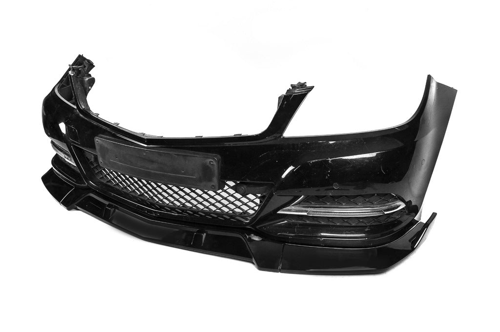 Front Bumper Lip DPT V1 (2011-2015, Gloss Black) for Mercedes C-class W204 2007-2015 - image 14