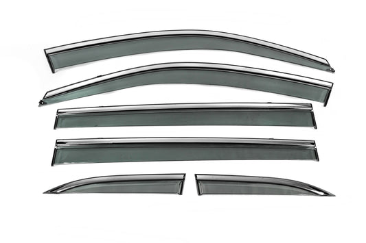 Window Deflectors with Chrome Trim Niken Luxury (6 pcs) for Toyota Highlander 2013-2019 - image 1