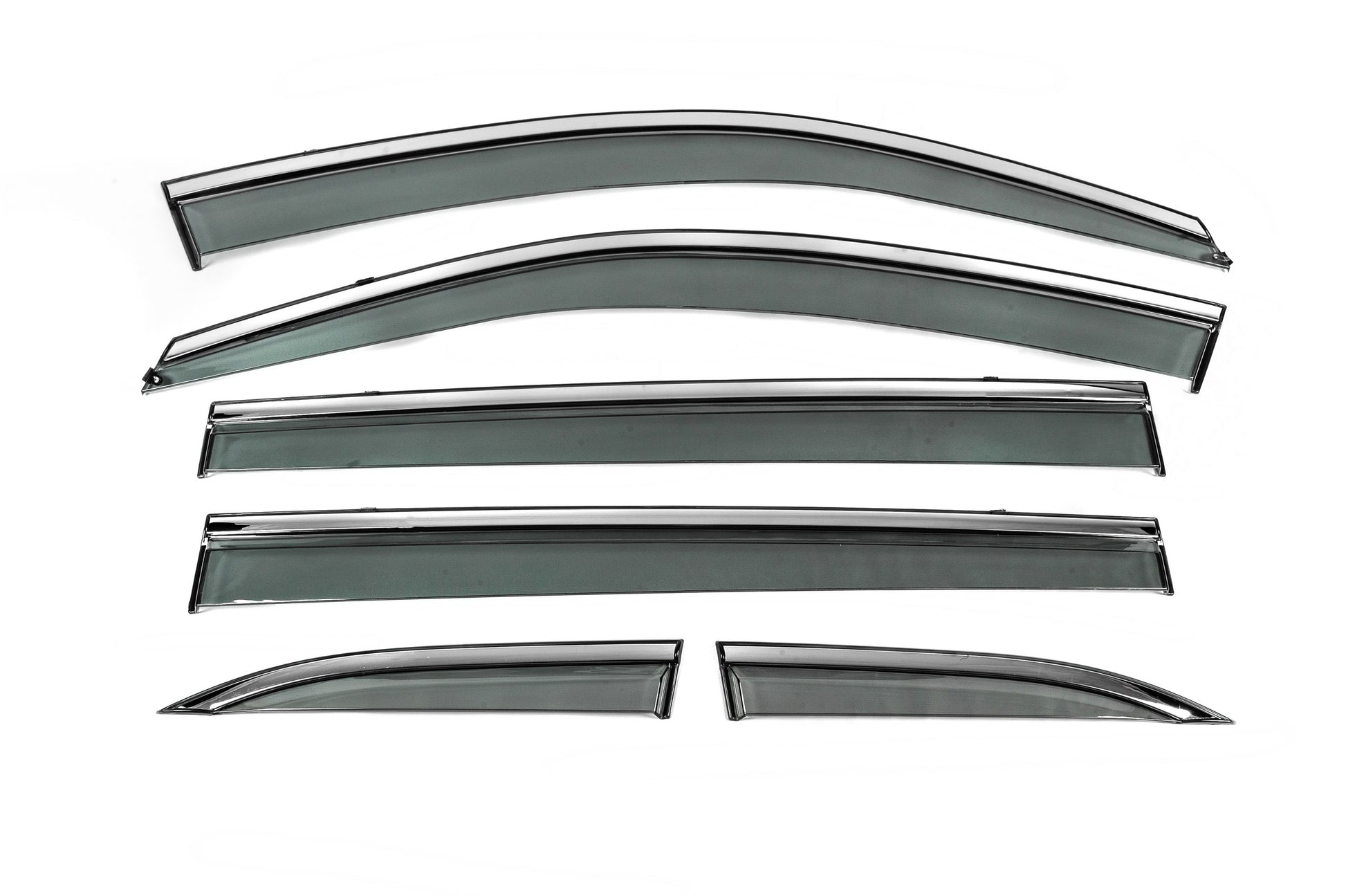 Window Deflectors with Chrome Trim Niken Luxury (6 pcs) for Toyota Highlander 2013-2019 - image 1