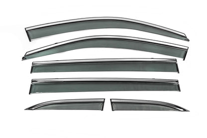 Window Deflectors with Chrome Trim Niken Luxury (6 pcs) for Toyota Highlander 2013-2019 - image 1