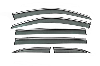Window Deflectors with Chrome Trim Niken Luxury (6 pcs) for Toyota Highlander 2013-2019 - image 2