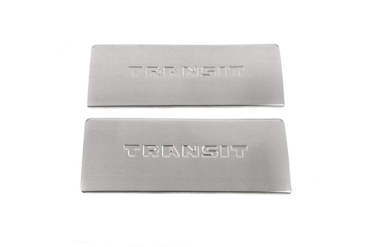 Interior door sill protectors Carmos V2 (2 pcs, stainless steel) for Ford Transit 2000-2014 - image 2