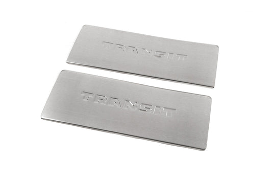 Interior door sill protectors Carmos V2 (2 pcs, stainless steel) for Ford Transit 2000-2014 - image 1