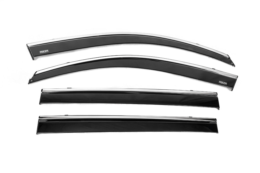 Window deflectors with chrome trim (4 pcs, Niken) for Toyota Highlander 2008-2013 - image 1