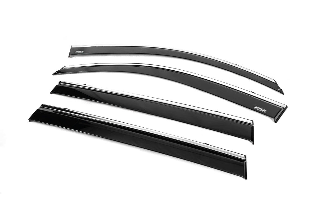 Window deflectors with chrome trim (4 pcs, Niken) for Toyota Highlander 2008-2013 - image 2