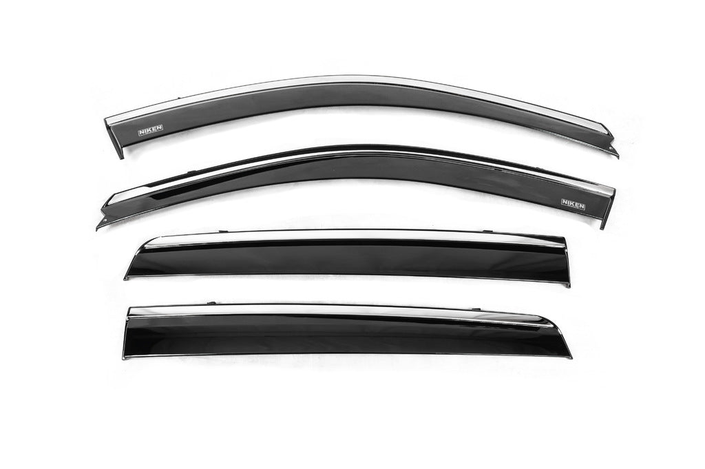 Window deflectors with chrome trim (4 pcs, Niken) for Hyundai Santa Fe 2 2006-2012 - image 2