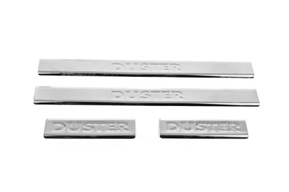 Stainless Steel Door Sill Protectors Carmos V2 (4 pcs) for Renault Duster 2008-2017 - image 1