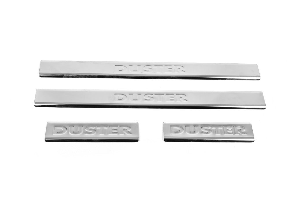 Stainless Steel Door Sill Protectors Carmos V2 (4 pcs) for Renault Duster 2008-2017 - image 1