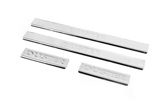 Door sills Carmos V2 (4 pcs, stainless steel) for Renault Duster 2008-2017 - Reelken Auto