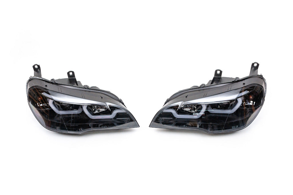Front headlights with LED lighting (2 pcs, dark) for BMW X5 E70 2007-2013 - image 3