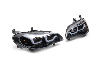 Front headlights with LED lighting (2 pcs, dark) for BMW X5 E70 2007-2013 - image 4
