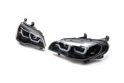 Front headlights with LED lighting (2 pcs, dark) for BMW X5 E70 2007-2013 - image 1