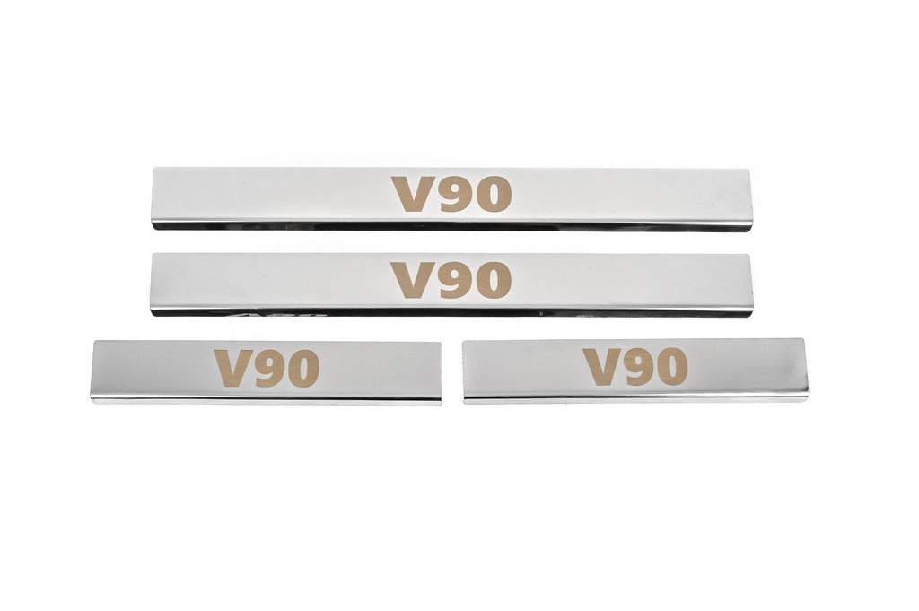 Carmos Door Sill Protectors (4 pcs, Stainless Steel) for Volvo S90/V90 2016- - image 1