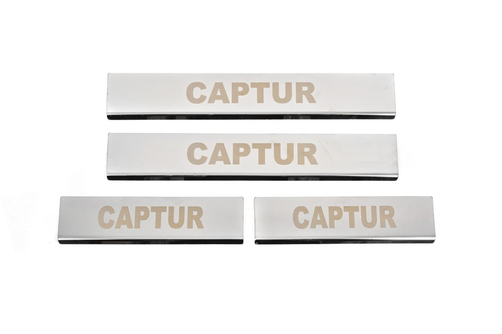 Carmos Door Sill Protectors (4 pcs, Stainless Steel) for Renault Captur 2013-2019 - image 1