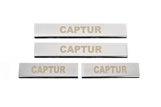 Carmos Door Sill Protectors (4 pcs, Stainless Steel) for Renault Captur 2013-2019 - image 1