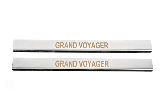 Carmos threshold pads (2 pcs, stainless steel) for Chrysler Voyager 2008-2016 - image 1