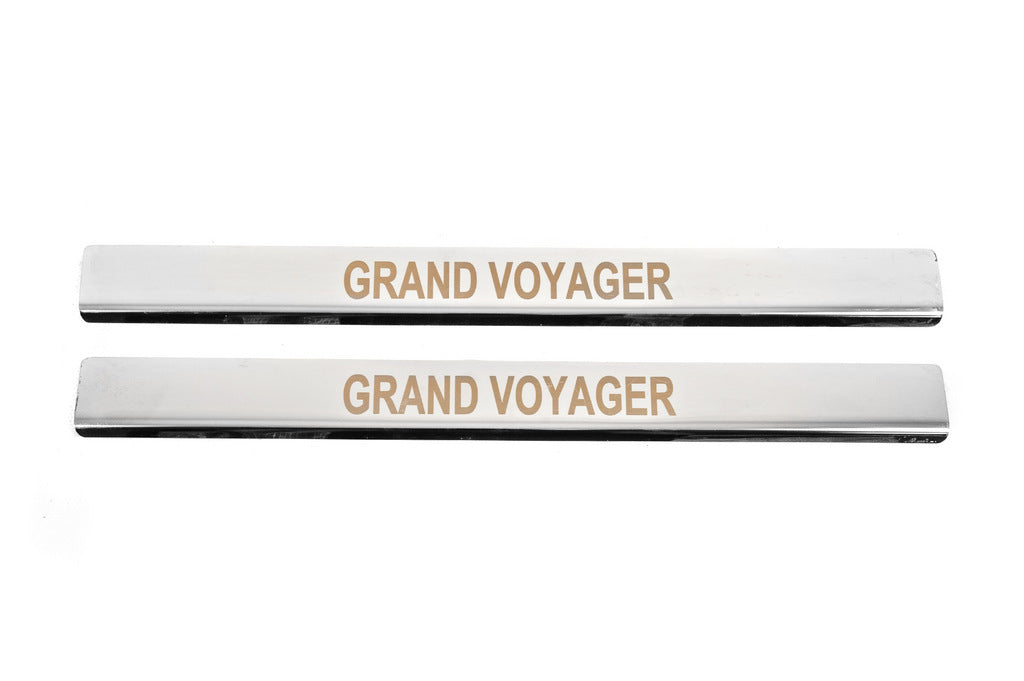 Carmos Door Sill Protectors (2 pcs, Stainless Steel) for Chrysler Voyager 2008-2016 - image 1