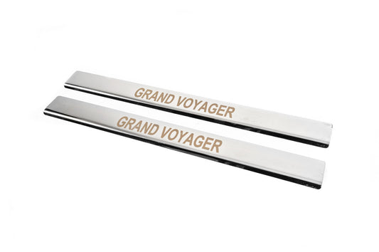 Carmos Door Sill Protectors (2 pcs, Stainless Steel) for Chrysler Voyager 2008-2016 - image 2