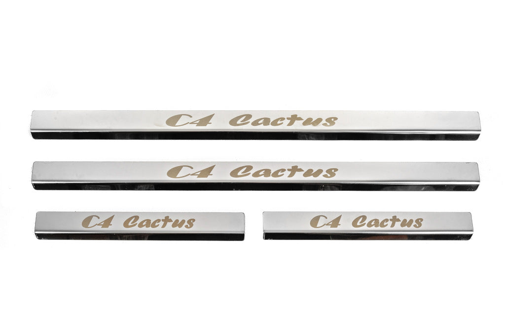 Carmos Door Sill Protectors (4 pcs, Stainless Steel) for Citroen Cactus 2014-2020 - image 1