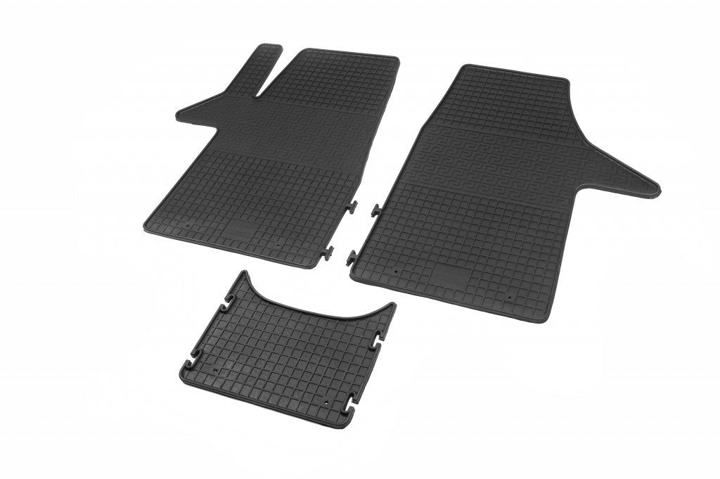Rubber floor mats (3 pcs, Polytep, front for 1+2) for Volkswagen T5 Transporter 2003-2010 - image 1