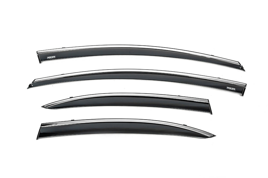 Window deflectors with chrome trim (4 pcs, Niken) for Honda Civic Sedan VIII 2006-2011 - image 2