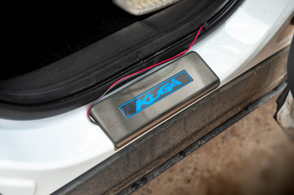 Door sills Libao LED (4 pcs, stainless steel) for Ford Kuga/Escape 2013-2019 - Reelken Auto