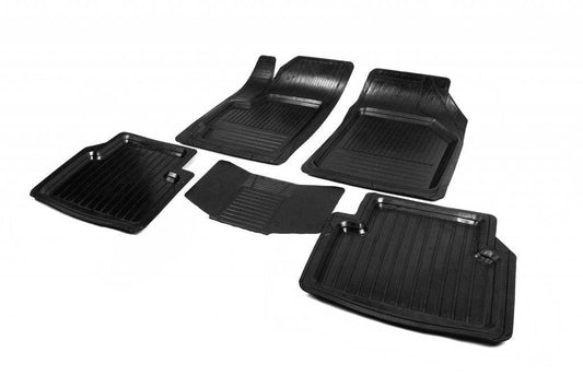 Rubber mats with a border (5 pcs., Polytep) for Daewoo Matiz 2009-2015 - Reelken Auto