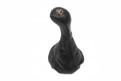 Gear shift boot with knob (black, leather) for VAZ 2108-2109 1984-2011 - image 1