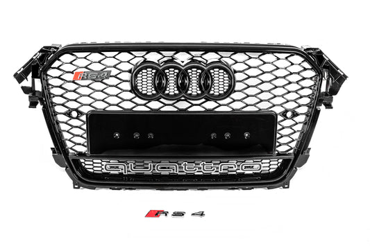 Front grille RS-style black with Quattro lettering (2012-2015) for Audi A4 B8 2007-2015 - image 1