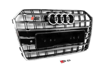 Front Grille Black with Chrome Frame S-Style (2014-2017) for Audi A6 C7 2011-2017 - image 3