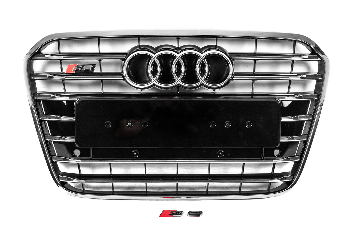 Front black grille with chrome frame S-style (2011-2014) for Audi A6 C7 2011-2017 - image 1