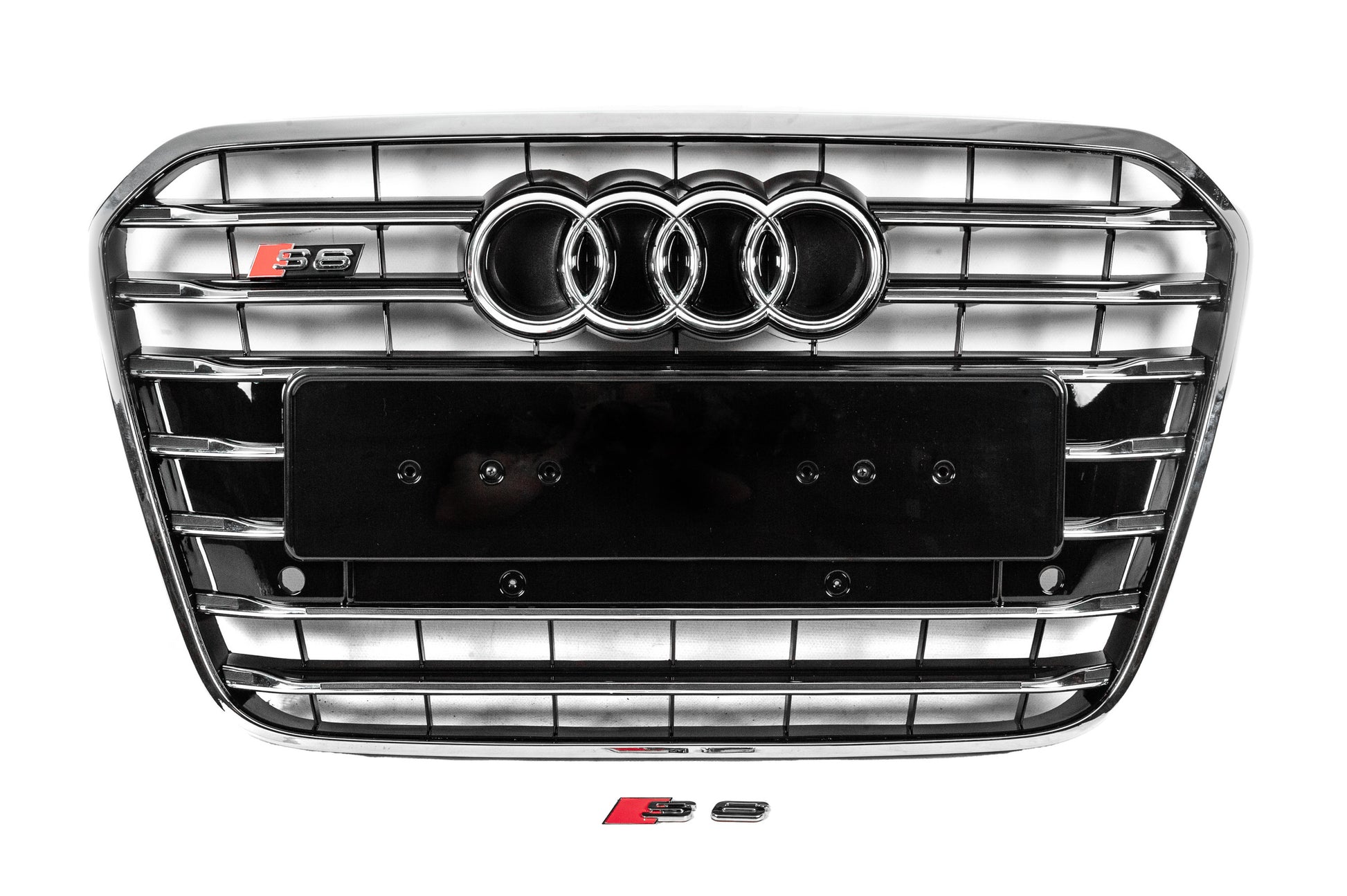 Front black grille with chrome frame S-style (2011-2014) for Audi A6 C7 2011-2017 - image 1