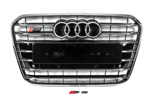 Front black grille with chrome frame S-style (2011-2014) for Audi A6 C7 2011-2017 - image 1