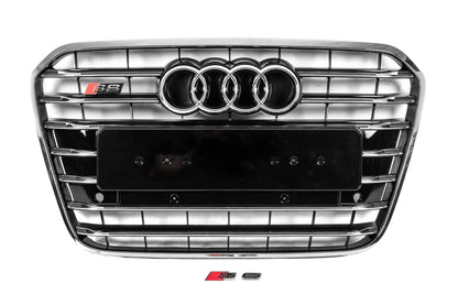 Front black grille with chrome frame S-style (2011-2014) for Audi A6 C7 2011-2017 - image 1