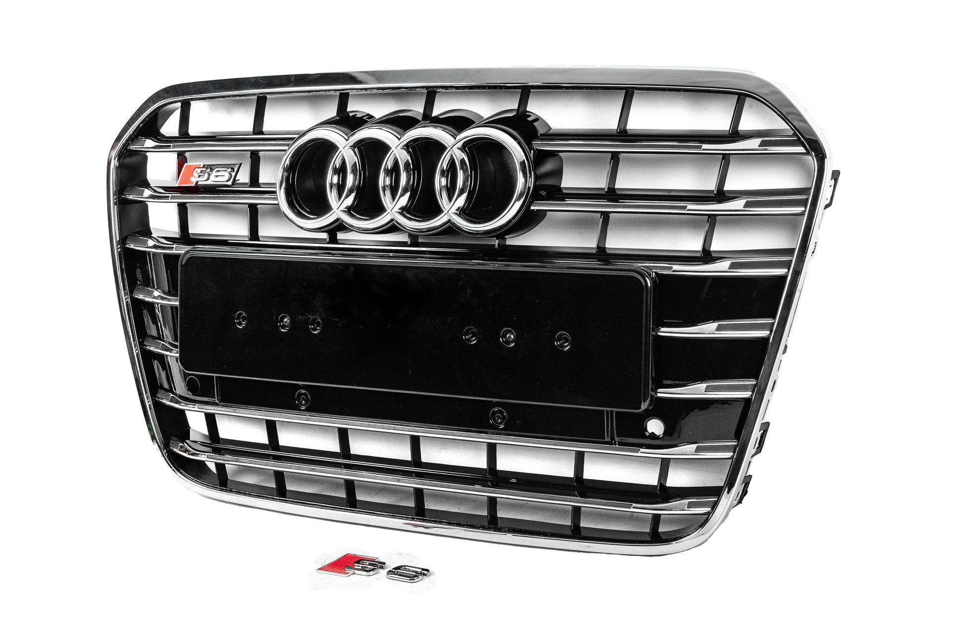 Front black grille with chrome frame S-style (2011-2014) for Audi A6 C7 2011-2017 - image 2