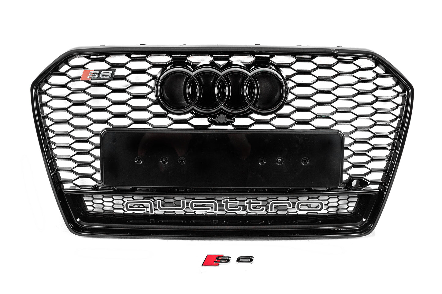 Front black RS-style grille with Quattro badge (2014-2017) for Audi A6 C7 2011-2017 - image 1
