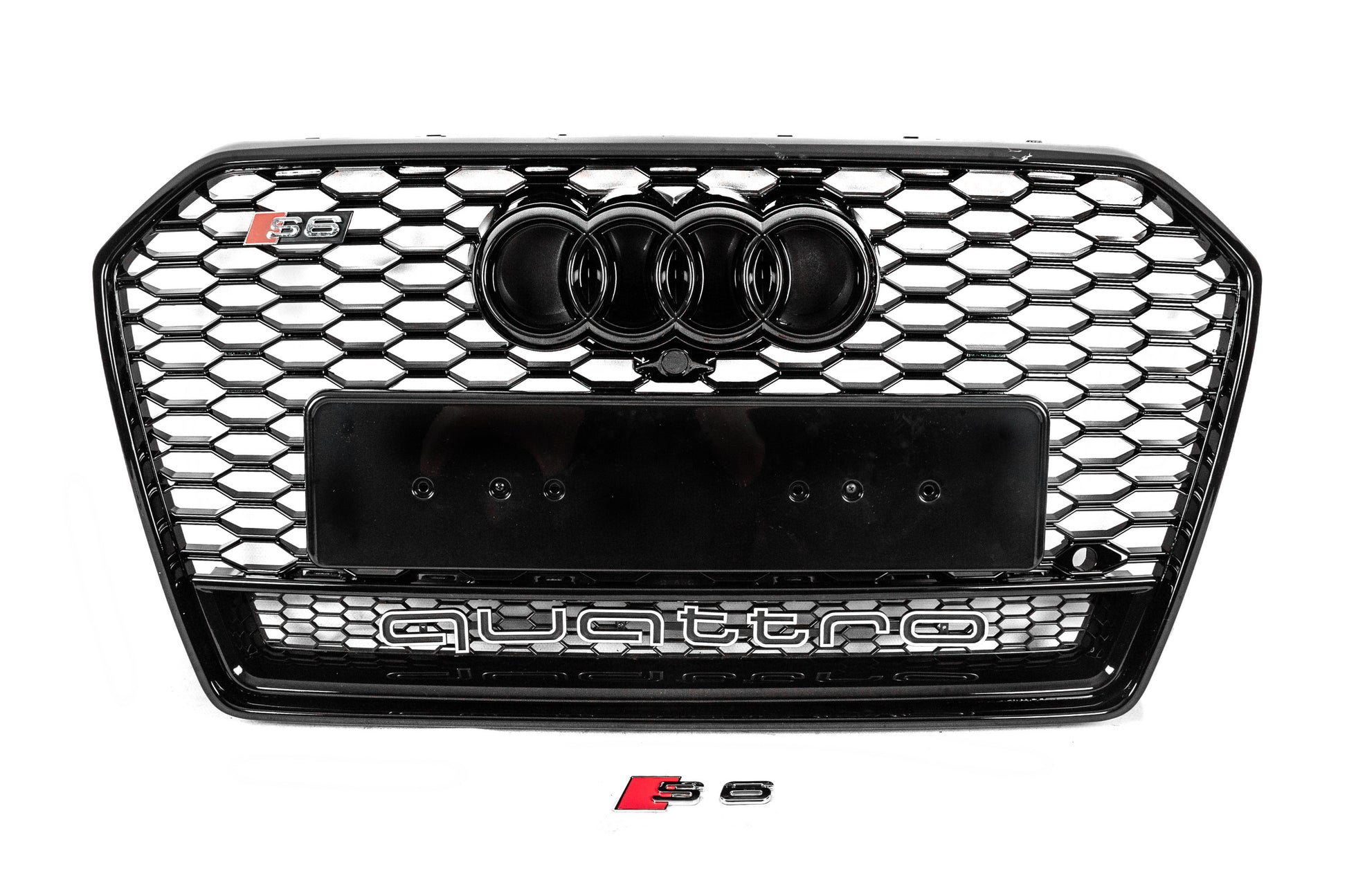 Front black RS-style grille with Quattro badge (2014-2017) for Audi A6 C7 2011-2017 - image 1
