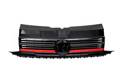 Front grille with red stripe (for emblem) for Volkswagen T6 2015-2024 - image 3