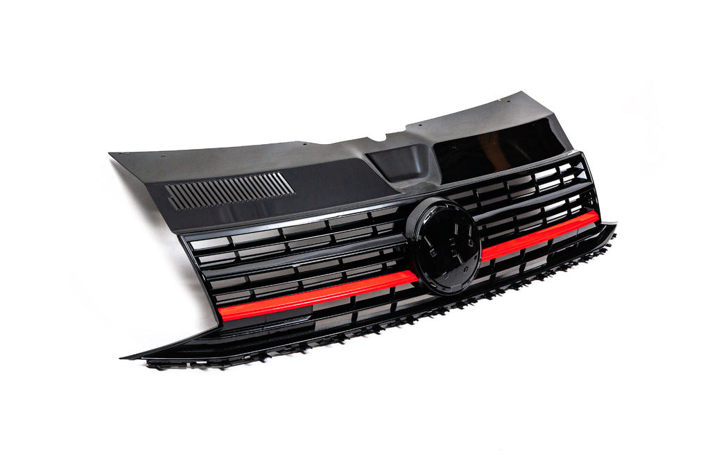 Front grille with red stripe (for emblem) for Volkswagen T6 2015-2024 - image 1