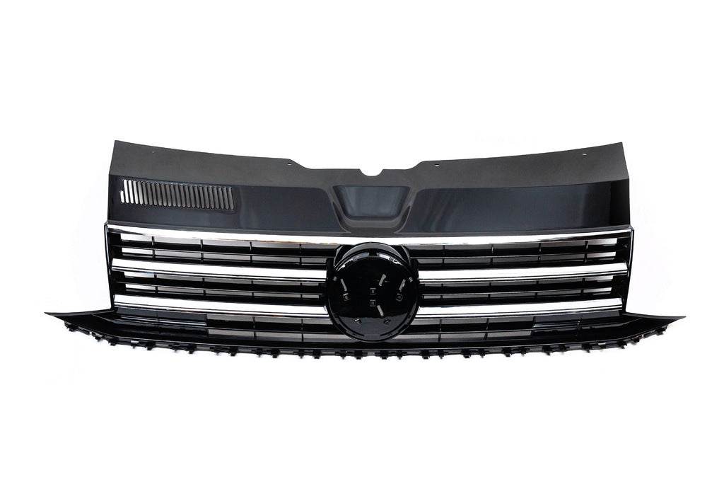 Front grille with chrome strip (under the emblem) for Volkswagen T6 - Reelken Auto